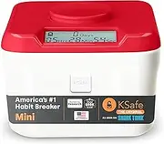 KSafe Timer Lock Box for Phones, Snacks & Medications - Cell Phone Jail & Food Safe with Timer - Time Locking Container for Better Habits & Addiction Management (Mini, Red Lid + 3.0” White Base)