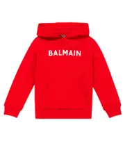 [Balmain Kids] Balmain Kids Logo cotton jersey hoodie Y 14 red