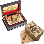 US $100 24Karat 99.9% Pure Gold Plated Playing Cards Poker Game Bridge Deck BOX