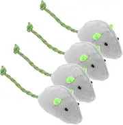 GRIRIW 4pcs Simulated Plush Mouse Cat Kitten Mice Chew Cat Catches Mouse Cat Simulation Plush Cats Mouse Plush Kitten Mice Plush Pet Interactive Plush Rat Chasing