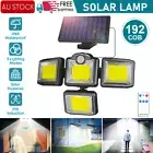 192 LED 4 Head Solar Motion Sensor Light Outdoor Garden Wall Security Flood Lamp