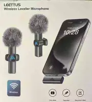 Leettus 2pcs Lavalier Wireless Microphone Sealed New