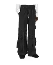 Rope zipper casual pants S Black