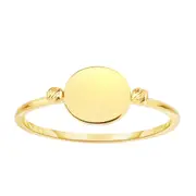 14K Yellow Gold Disc With Diamond Cut Beads Ring, Size 7