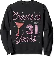 [X.Style] Cheers to 31 Years 1992 31st Birthday Tee for Womens Sweatshirt ds910 Sweater (M) Black