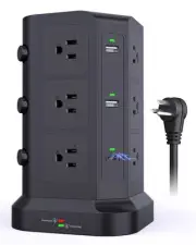 Dual 20W USB-C Power Strip Tower, Surge Protector Power Strip, Power Tower wi...
