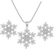 [Ipetboom] Elegant Snowflake Necklace Earring Wedding Jewelry Set in Crystal Jewelry