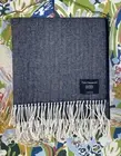 Faye Dinsmore 100% Lambswool Woven in Ireland Blue Herringbone Blanket 65" x 58"