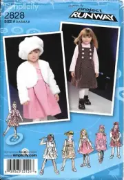 Uncut Simplicity Sewing Pattern 2828 Childs Dress or Jumper Jacket Vest and Hat