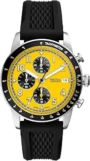 Fossil Men's Black Silicon Sport Tourer Analogue Watch, 42mm