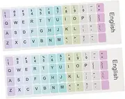 HEALSOPTHY 2Sheets English Keyboard Sticker Non Transparent Adhesive Keyboard Replacement Decals for Language Learning Communication for Computers Laptops