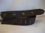 UNIQUE BROWN LEATHER WITH STAR CONCHOS GUITAR/BASS STRAP