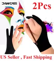 Two Finger Anti-fouling Glove Drawing & Pen Graphic Tablet Pad For Artist Black