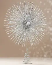 Silver Starburst Tree Topper Anthropologie Glitter Celestial Starry Night NEW