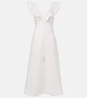 [Zimmermann] Zimmermann Rhiannon ruffled linen midi dress AU 12 white