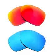 Walleva Fire Red + Ice Blue Polarized Lenses For Maui Jim Cloud Break Sunglasses
