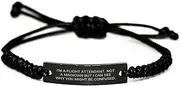 [Generic] Flight Attendant Rope Bracelet Gifts from Friends for Graduation Funny Quote Adjustable Black Color 9.84 inches Rope Necklace, Small, Nylon, no gemstone
