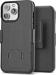 Encased DuraClip Holster Designed for iPhone 14 Pro Max Case with Belt Clip and Kickstand (Matte Black)