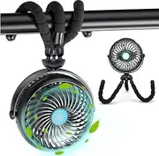 Reelau Baby Stroller Fan with Flexible Legs, 5-inch Clip On Fan for Baby Stroller& Crib with Tripod Flexible Arms, 2600mAh Battery Operated Cordless Clip On Fan for Car Seat/Treadmill/Exercise Bike
