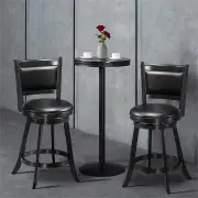 CostwayAccent Wooden Swivel Bar Height Stool for Dining Room-Black-61 cm