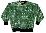 VINTAGE Shirt Men 42 Large Green Sky Lite Pullover Neon Tribal 90s Preppy