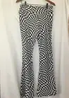 New No Boundaries Checker Knit Flare Pants Juniors Women Black White Many Sizes