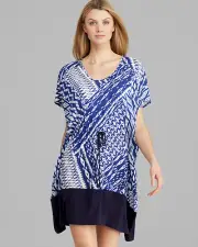 NEW JOSIE BY NATORI SAILOR BLUE IKAT PRINT TUNIC SLEEPSHIRT SZ S SMALL