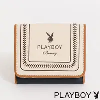 在飛比找momo購物網優惠-【PLAYBOY】三折式短夾 Viva系列(米白色)
