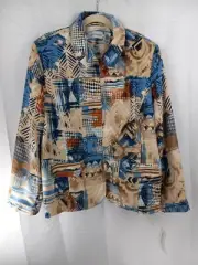 Alfred Dunner Womens Multicolored Montana Sky Full Zip Blazer Size 20