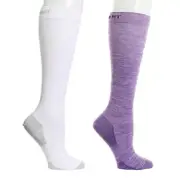 Copper Fit Womens Knee-High Compression Socks 2-pack, Purple/White, L/XL