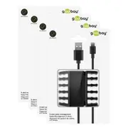 8pc Goobay 5-Slot Cable/Tie Management Organiser Tidy Wire/Cord Storage Black