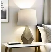 Geometric Ivory and Gold Table Lamp