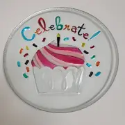 Sonoma Life+ Style Glass Serving Platter Plate "CELEBRATE!" 13" Round