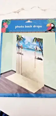 Photo Back Drops Beach Scene 2 Piece 72"x50" & 30"x50" Vintage NIP