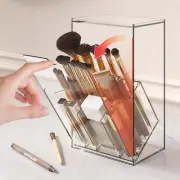 Acrylic Makeup Brush Holder Organizer with Lid，Tilt Open Cosmetic Make up Brushe