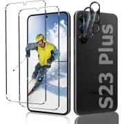 [2 +2 Pack] Galaxy S23+/S23 Plus Screen Protector and Camera Protector 3D Full Coverage 9H Hardness Tempered Glass for Samsung Galaxy S23 Plus 5G (6.6")