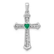 14K White GoldCreated Emerald u0026 Lab Grown Real Diamond SI1/SI2