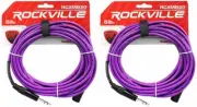 2 Rockville RCXMB20-P Purple 20' Male REAN XLR to 1/4'' TRS Balanced Cables