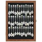 36 Souvenir Tea Spoon Solid Wood Display Case Rack Cabinet with Glass Door