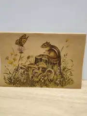 Squirrel Mouse Butterfly Bird fold and seal cards vintage blank retro props
