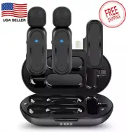 Wireless Lapel Lavalier Microphone Recording Mic. iPhone, Android CHARGING CASE
