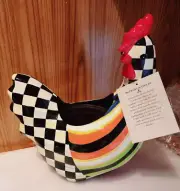 Mackenzie Childs Avant Garden Chicken Stripe Planter BNIB