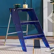 UPWONEA Acrylic Three-Step Ladder, Japanese Style Simple Household Ladder, Transparent Portable Folding Ladder, Can Be Used As A Shelf And Chair, Metal Legs,Blue