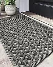 DEXI Front Door Mats for Entryway, Low Profile Non Slip Doormat Outside, All Weather Dirt Trapping Waterproof Welcome Entrance Mat, 48 x 75cm,Grey
