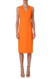 Akris Virgin Wool Crepe Sheath Dress in Pumpkin at Nordstrom, Size 10