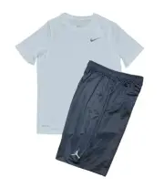 Nike Air Jordan Youth Large Gray Jumpman Athletic Shorts & White Dri-fit Tshirt