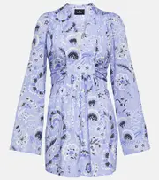 [Etro] Etro V-neck printed cotton-blend minidress AU 10 blue