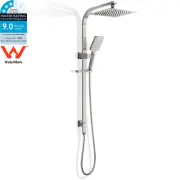 Brushed Nickel Twin Square 10" Shower Set Rain Head 3 Mode Handheld Sliding Rail