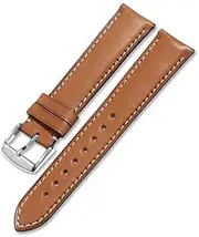 [g24] 19mm Genuine Leather Watch Band Strap Fits BULOVA 96C121 Tan With White Stich Silver Buckle