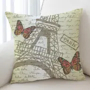 Butterflies and Eiffel Tower Paris Cushion Cover